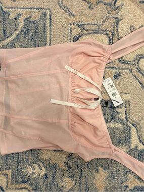 Garage Pink Sheer Cami with Ribbon Tie